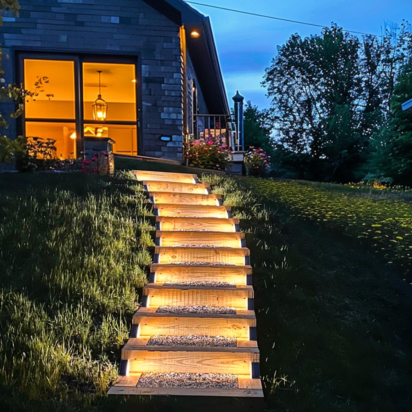 8 Pack Solar Step Lights for Outdoor Stairs - Waterproof IP67 Solar Deck Lights for Patio, Front Steps, Walkways - Warm Brown Lighting for Night Safety & Ambience