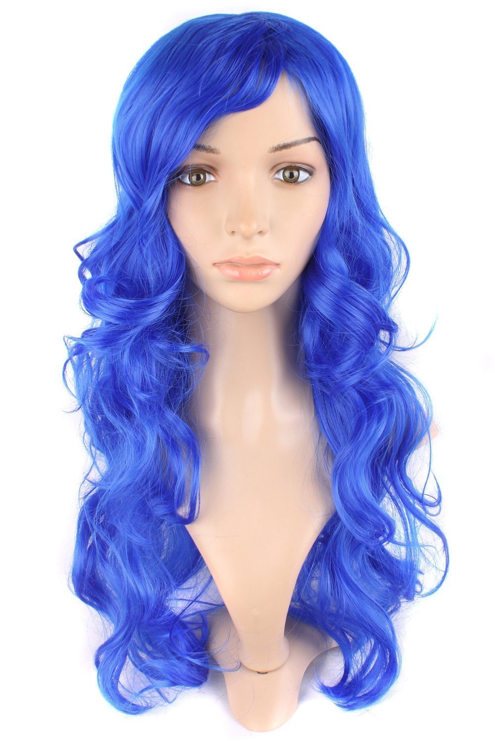 24 Inch Long Wavy Synthetic Wig with Side Bangs - Navy Blue Anime Cosplay Wig for Women | Perfect for Halloween, Costume Parties & Cosplay Events