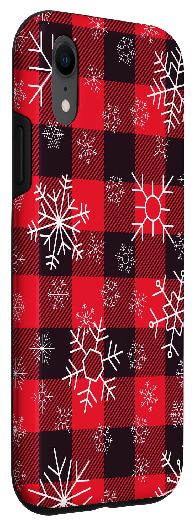 iPhone XR Christmas Phone Case - Red Buffalo Plaid Pattern with Snowflakes | Holiday Gift, Winter Protection, Festive Design for iPhone XR