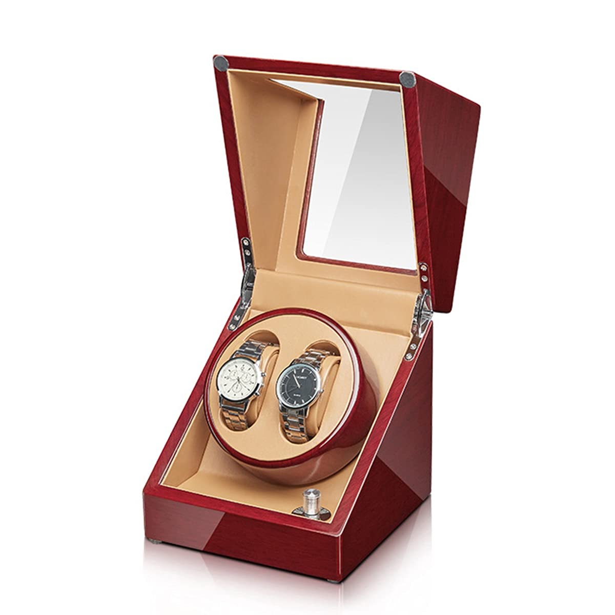 Automatic Watch Winder Box with Silent Mabuchi Motor - Wooden Display Case with Flexible Watch Pillow for Men & Women | Open/Shut Feature & Piano Finish | Perfect for Watch Collection Storage, Travel, and Luxury Home Decor