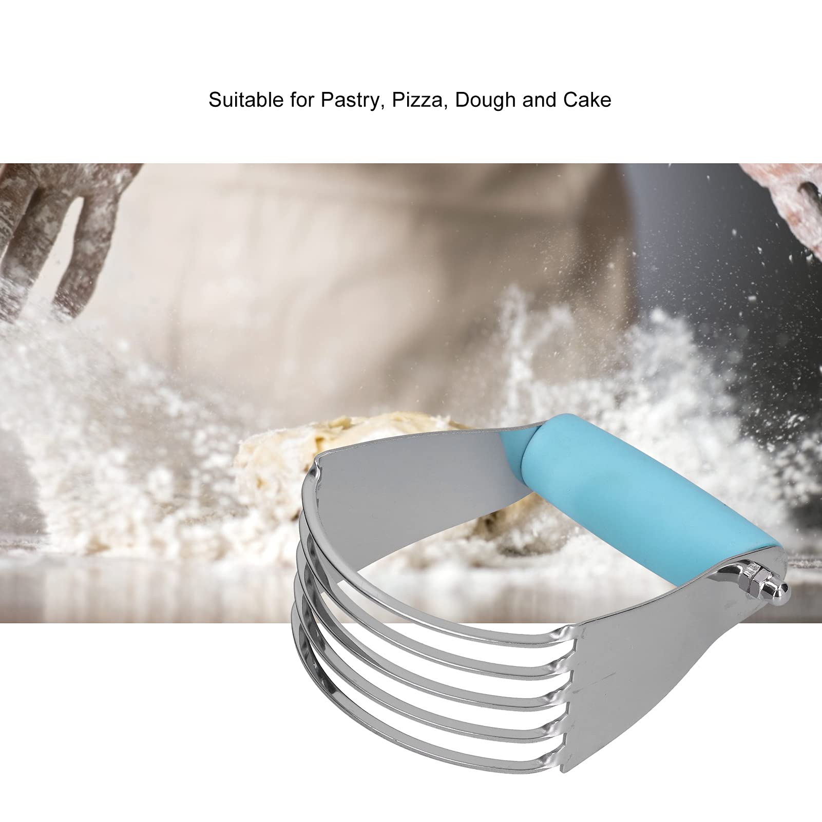 Premium Stainless Steel Pastry Blender & Dough Cutter - Heavy Duty Butter Mixer for Baking, Pie Crusts, Cookies & Pastry Dough (Blue) - Perfect for Home Bakers & Professional Kitchens