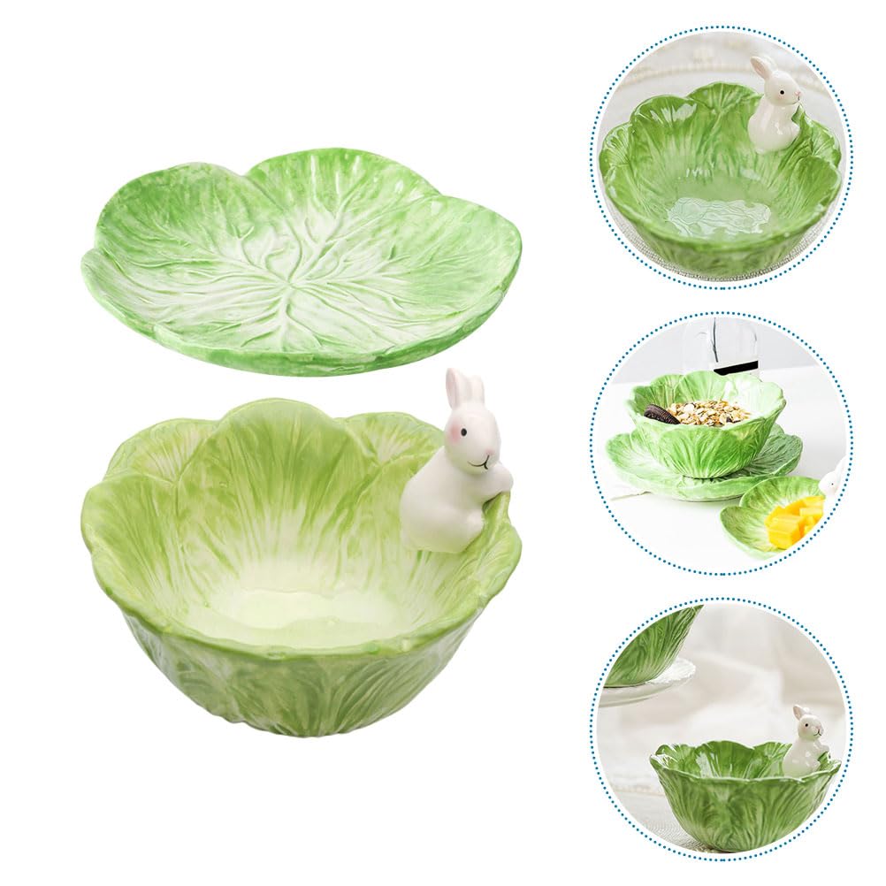 DOITOOL Easter Bunny Candy Dishes & Dinner Plates Set - Bunny Bowl, Rice Bowl, Salad Bowl, Soup Bowl - Easter Serving Dish & Home Decor for Easter Party, Holiday Dinner, Spring Table Setting