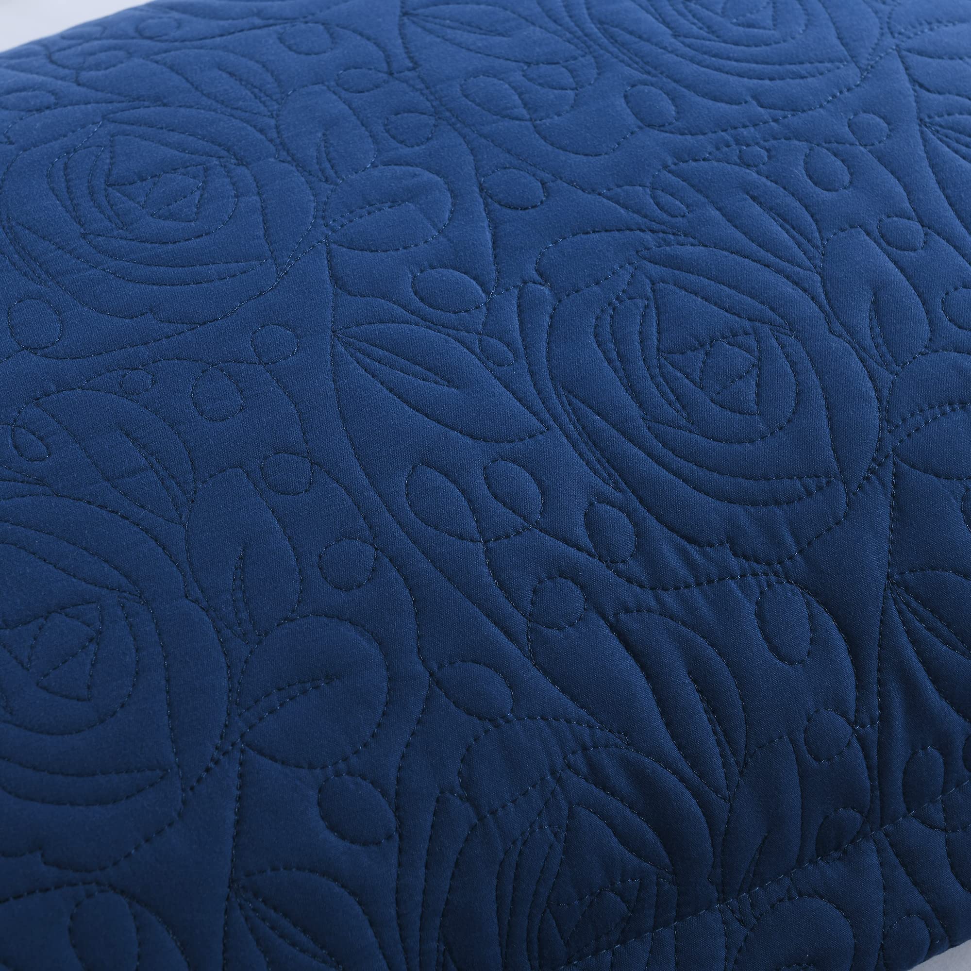MarCielo Embroidered Pillow Covers Queen Set - Navy Blue for Bedroom Decor
