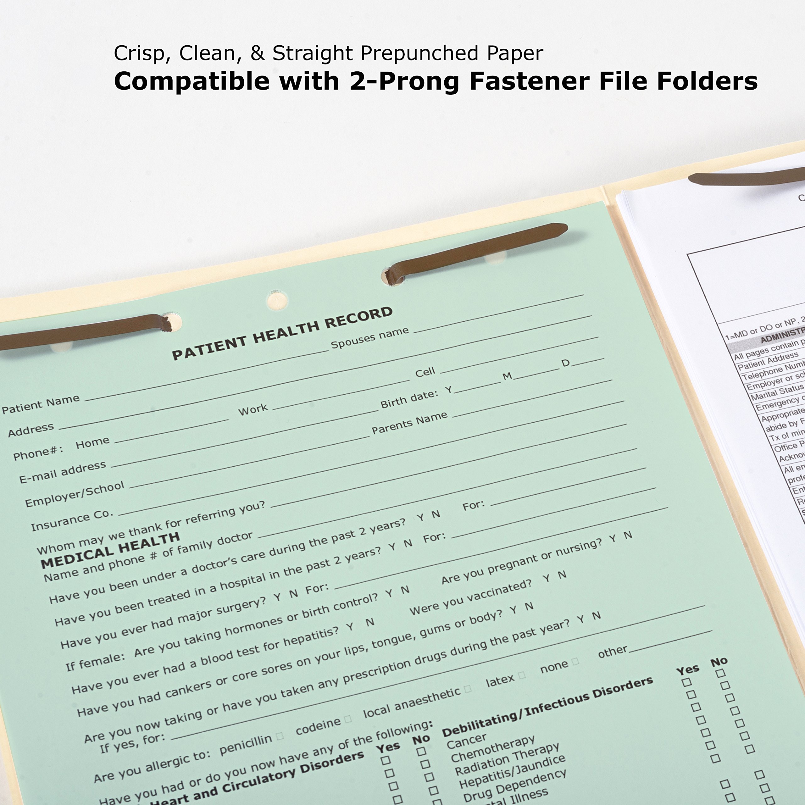 PrintWorks Professional Pre-Punched Paper - 500 Sheets, 8.5 x 11 Inches, 20 lb. Green Paper with 5-Hole Punch for Binders, 2-Ring Clipboards & File Folders - Perfect for Office, School & Home Organization