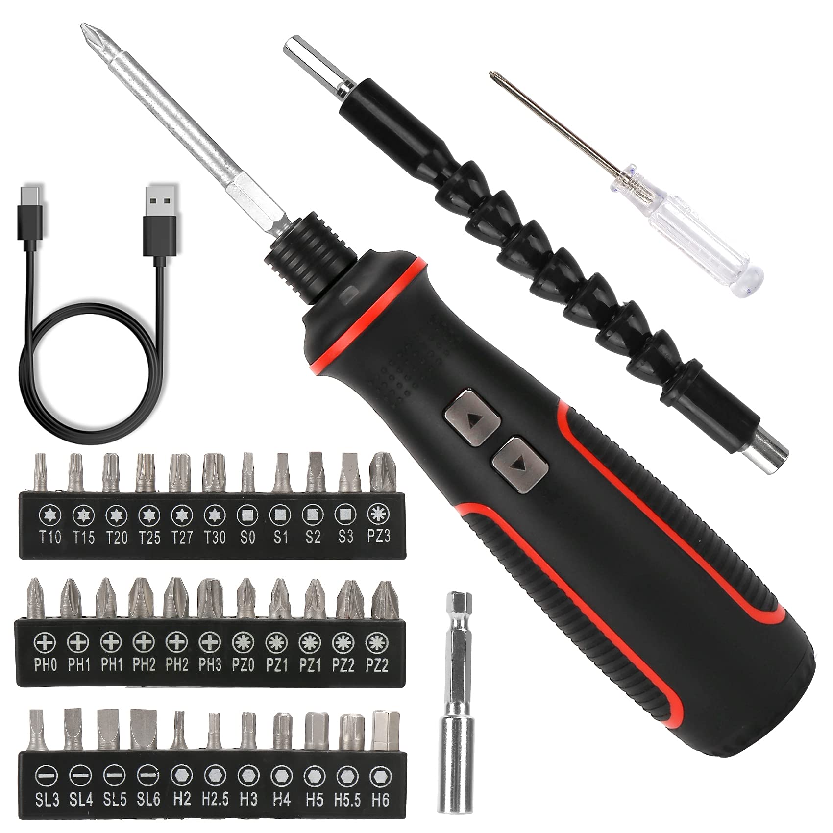 3.6V Cordless Electric Screwdriver Set - Rechargeable Compact Power Drill with LED Light, 40 Bits, Flexible Extension & Holder | Perfect for DIY Home Projects, Furniture Assembly & Electronics Repair