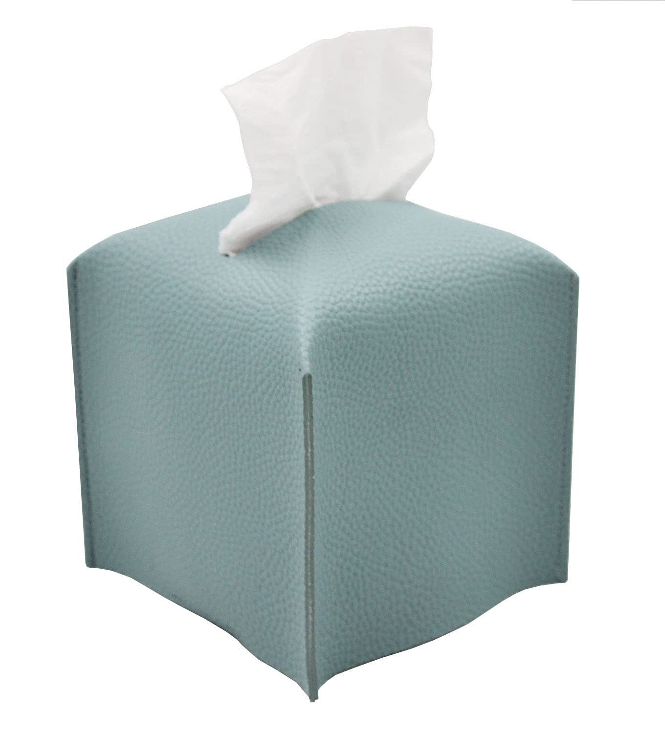 Livelab Square Decorative PU Leather Tissue Box Cover - Modern Tissue Holder Organizer for Facial & Bathroom Tissues (5x5x5 Inches, Blue) | Perfect for Vanity Countertops, Nightstands, Desks & Home Decor