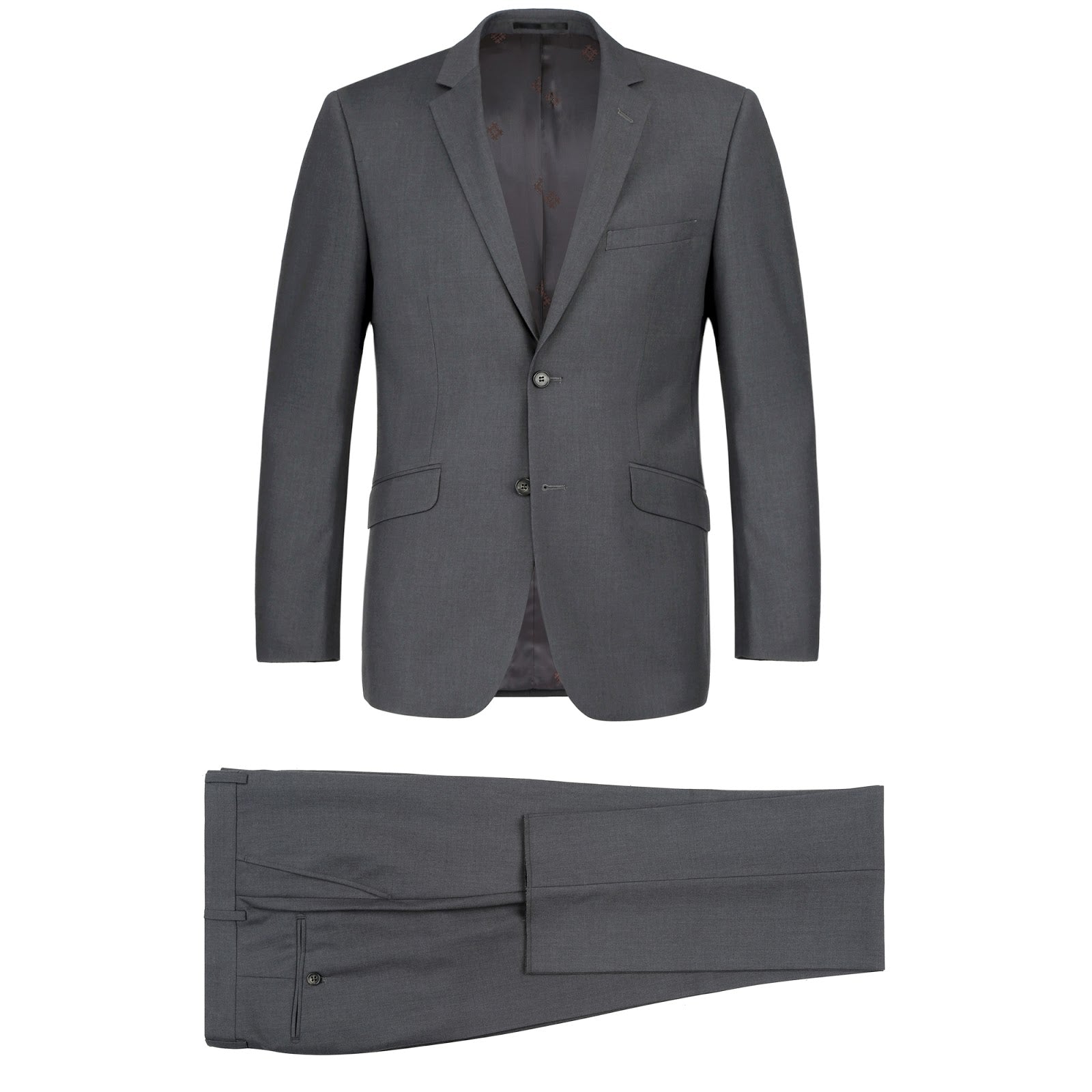 Alessandro Vitello by Renoir 2-Piece Slim Fit Notch Lapel Solid Suit for Men | Business Formal & Wedding Attire | Premium Italian Wool Blend