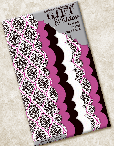 Elegant Damask Scalloped Tissue Paper for Gift Wrapping, Party Decorations & Craft Projects - Premium Decorative Tissue Sheets for Weddings, Birthdays & DIY Events