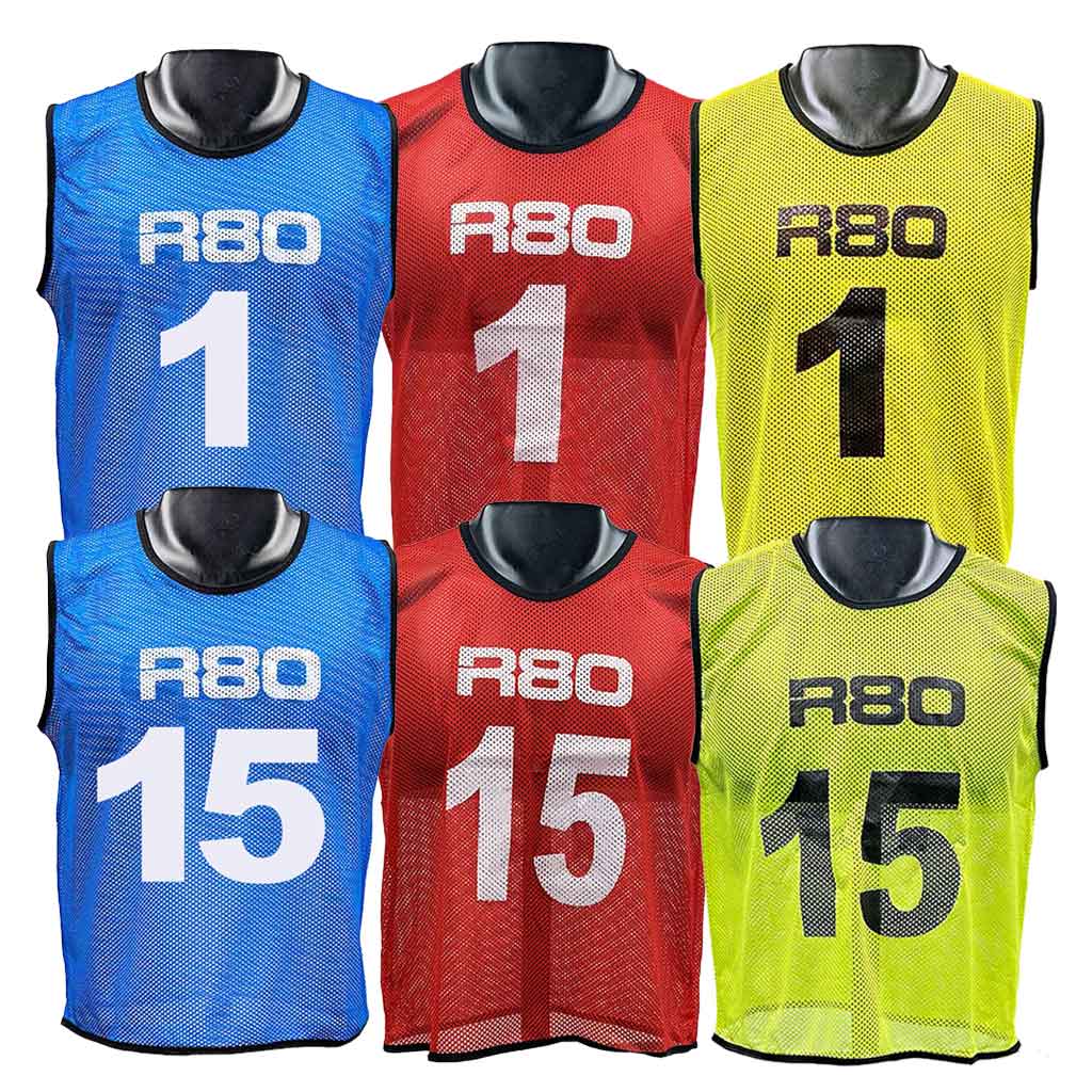 1-15 Numbered Training Bib Sets for Soccer, Basketball & Sports Teams - Reusable Mesh Practice Vests for Kids & Adults