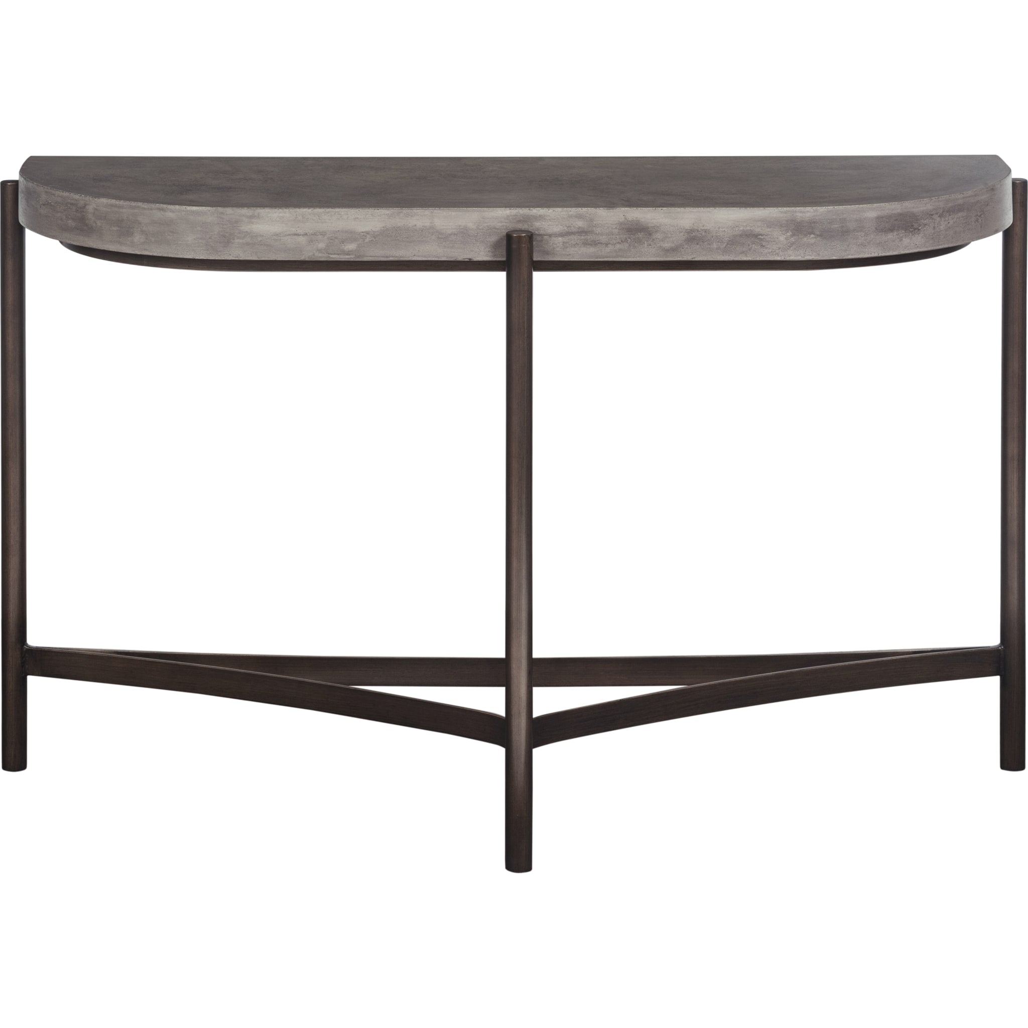 Modern Semi-Circular Concrete and Metal Console Table - Industrial Chic Entryway, Hallway, or Living Room Accent Table for Home Decor