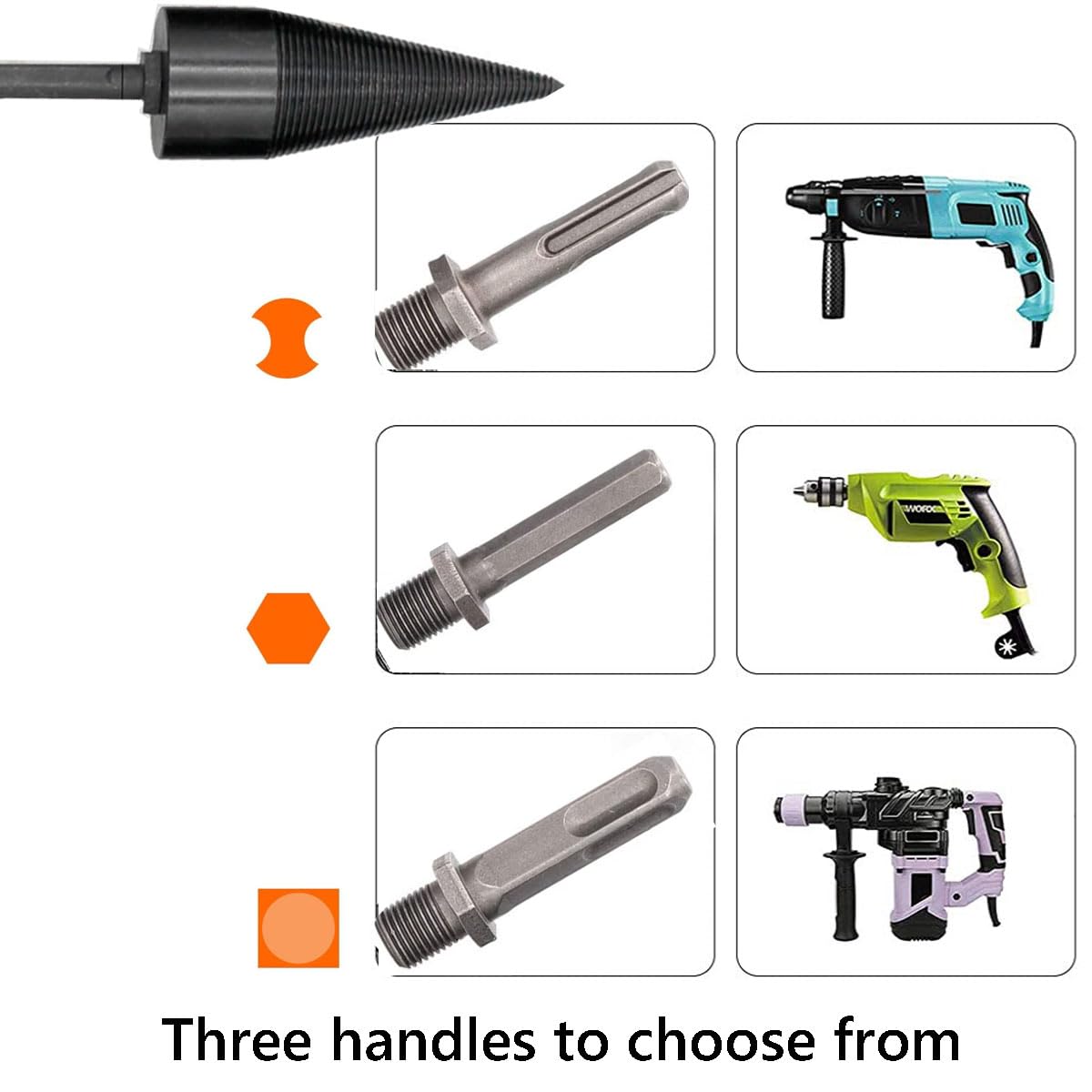 **EasySplit Heavy Duty Firewood Log Splitter Drill Bit - 32mm/42mm/50mm Detachable Wood Splitting Bit for Hand Drill - Perfect for Camping, Firewood Splitting & DIY Projects**