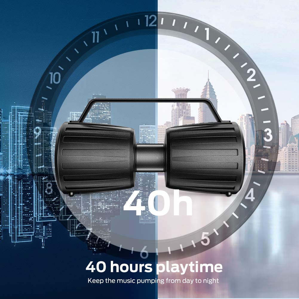 Monster Adventurer Force IPX7 Waterproof Bluetooth Speaker 5.0 - 80W Portable Wireless Speaker with Microphone for Karaoke, 40H Playtime, Bass Boost - Perfect for Outdoor Adventures, Beach Parties & Indoor Gatherings (Black)