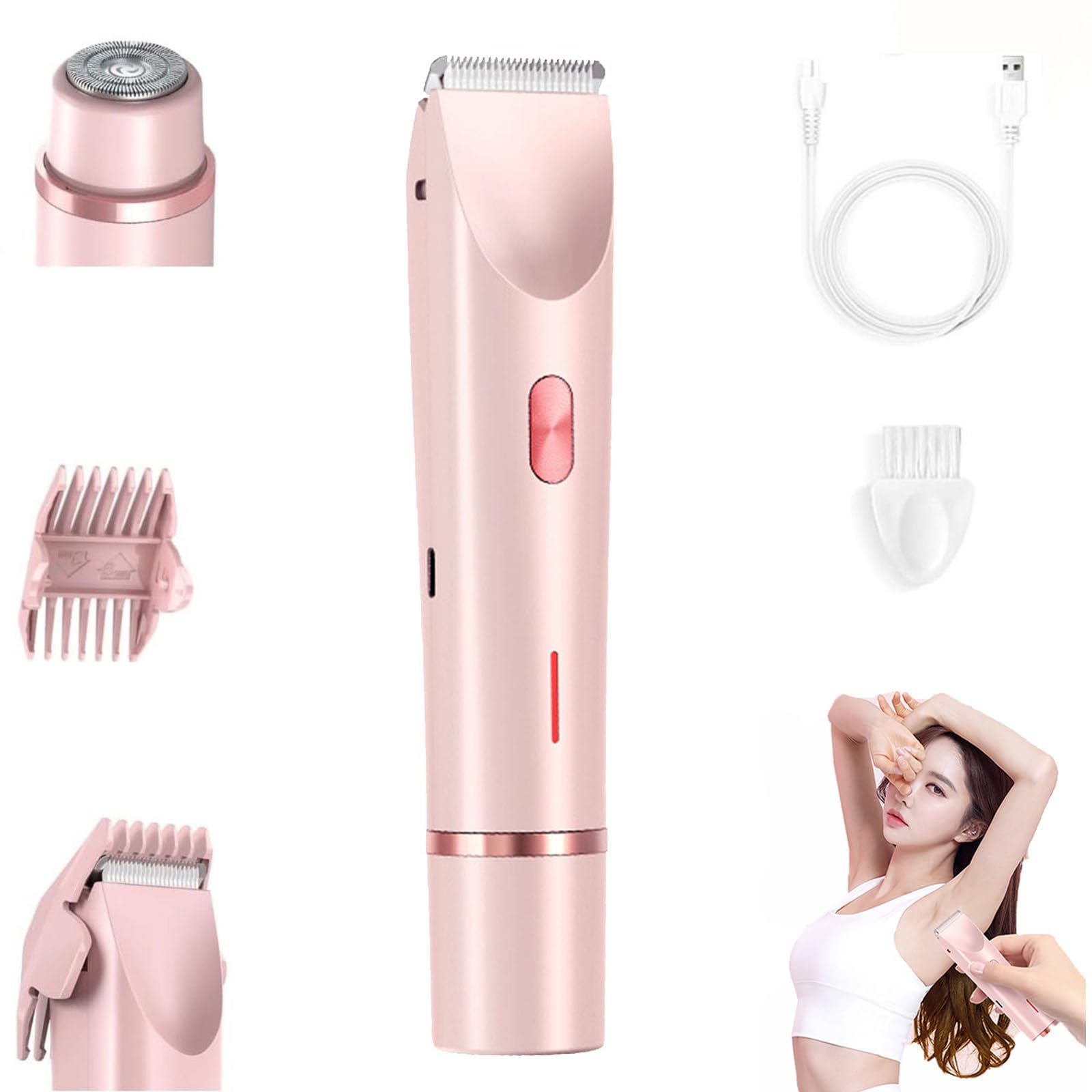 Dual Head Electric Shaver for Women - 2 in 1 Bikini Trimmer & Body Hair Remover - Rechargeable Cordless Women's Shaver for Smooth Skin - Perfect for Travel, Gym, and Home Use