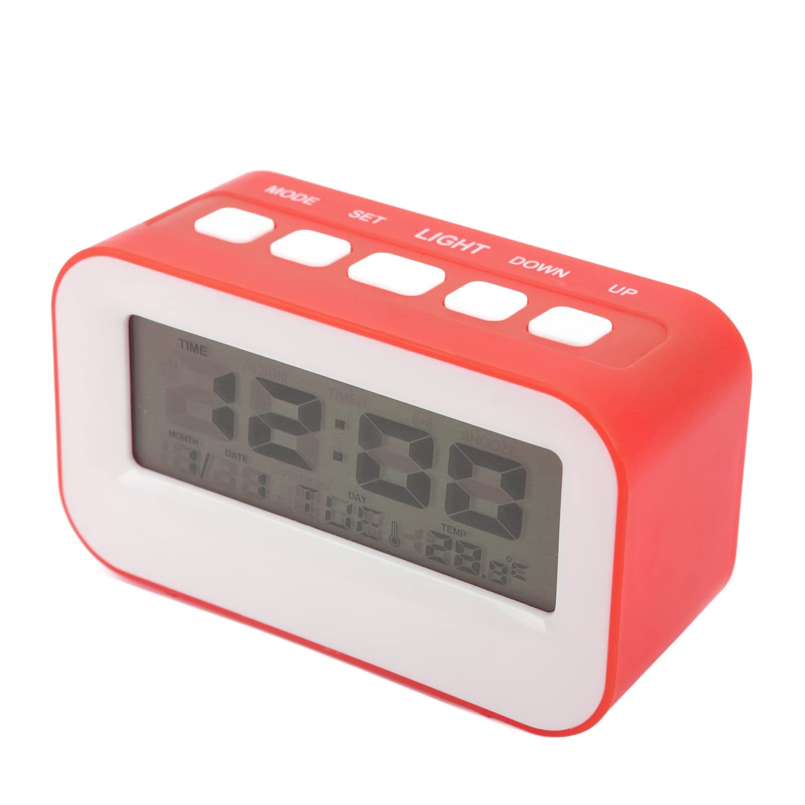 Smart Digital Alarm Clock with Snooze, Temperature Display & Birthday Reminder - Compact Bedside Clock for Bedroom, School, Office (Red) | Perfect for Home, Travel & Gift Giving