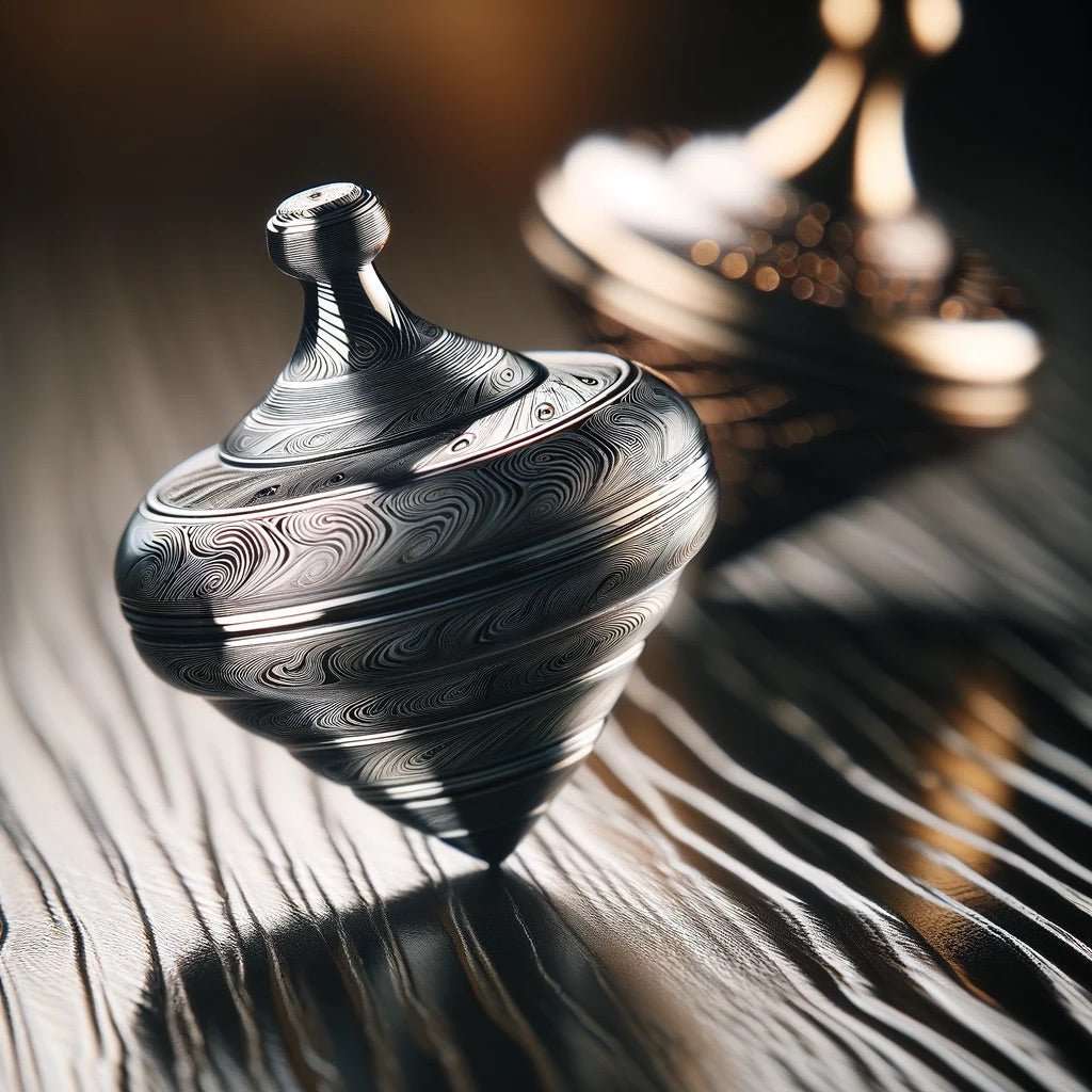 Premium Gyro Damascus Steel Spinning Top - Handcrafted Desk Toy for Stress Relief & Focus - Perfect for Office, Home & Gifts