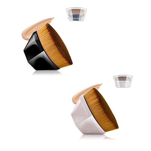 Flat Top Kabuki Foundation Brush with Cap - Perfect for Liquid & Powder Makeup
