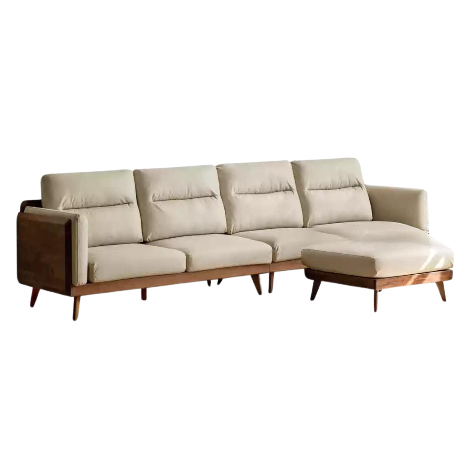 Premium Black Walnut Solid Wood Sofa with High-Tech Fabric Upholstery - Modern Living Room Furniture for Home & Office Comfort