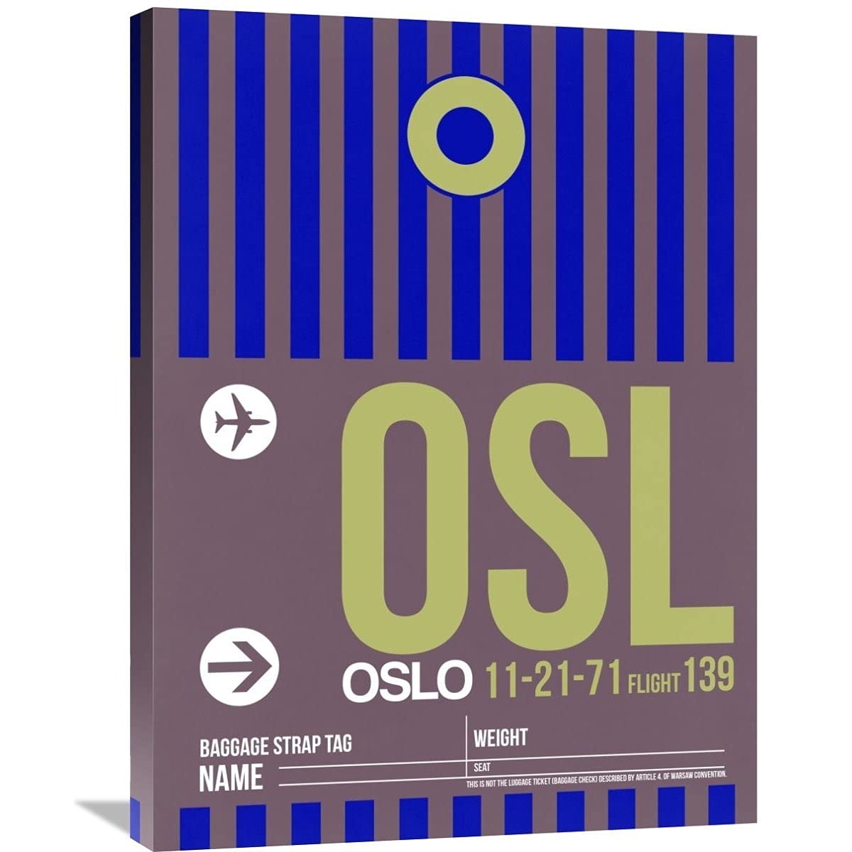 Naxart Studio 'OSL Oslo Luggage Tag 2' Stretched Canvas Wall Art - 24x18 Inches Modern Home Decor for Living Room, Bedroom & Office