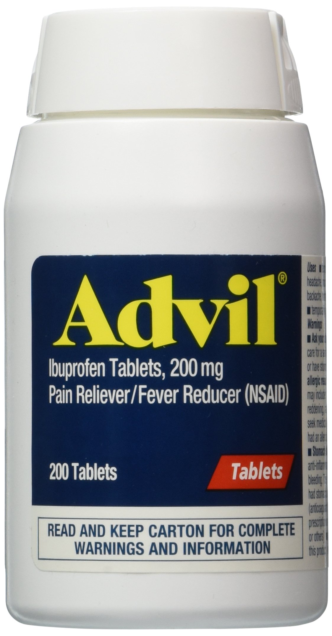 Advil 200mg Coated Pain Reliever Tablets - 200 Count (Pack of 12) | Fast-Acting Ibuprofen for Headache, Muscle Pain & Fever Relief | Home, Office & Travel First Aid Essential