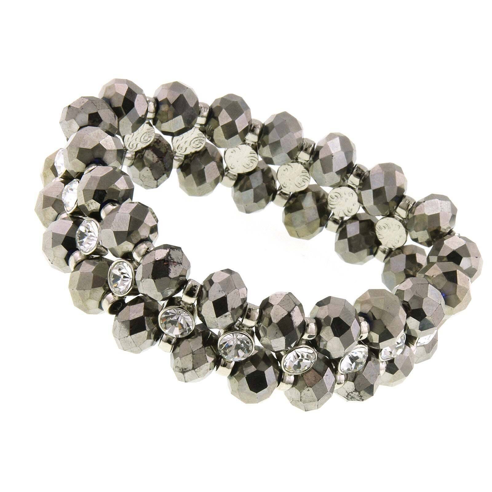 1928 Hematite Crystal Stretch Bracelet for Women - Adjustable Beaded Healing Stone Jewelry for Stress Relief & Positive Energy - Perfect for Yoga, Meditation & Everyday Wear
