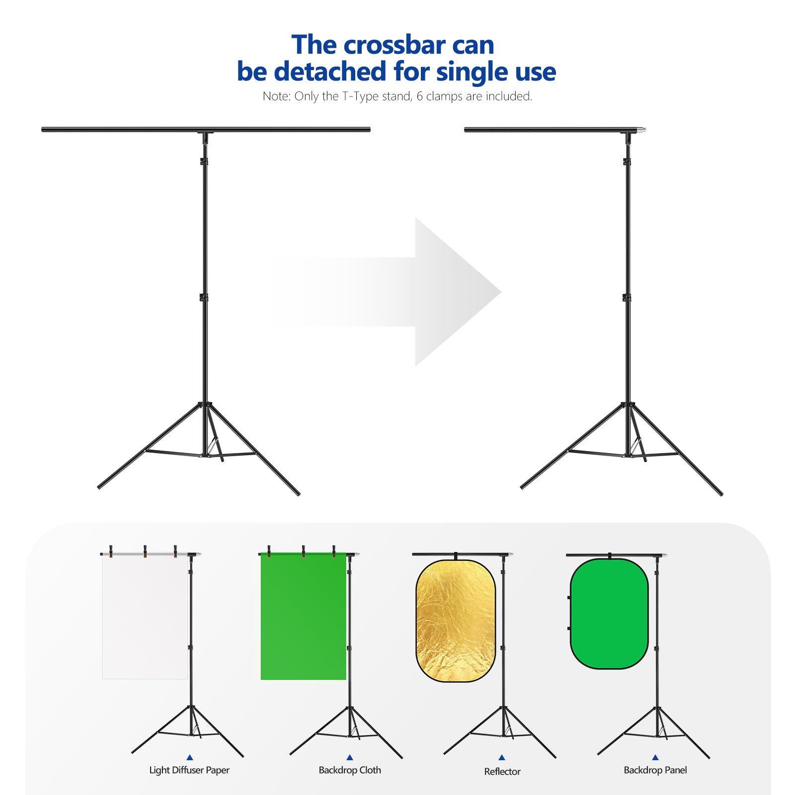 NEEWER 2.6m/8.5ft T-Shaped Photography Background Stand Kit - Perfect for Studio, YouTube Videos & Portrait Photography