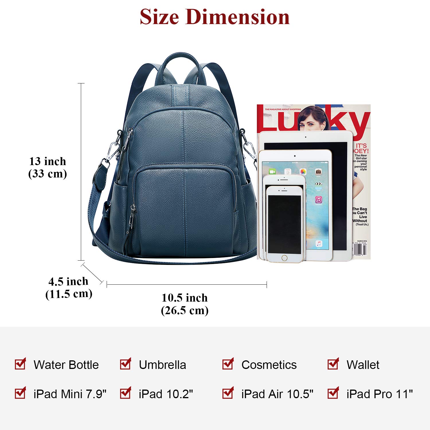 ALTOSY Women's Soft Leather Backpack Purse - Stylish Versatile Shoulder Bag for Work, Travel & Daily Use | Water-Resistant Laptop Backpack with Multiple Pockets
