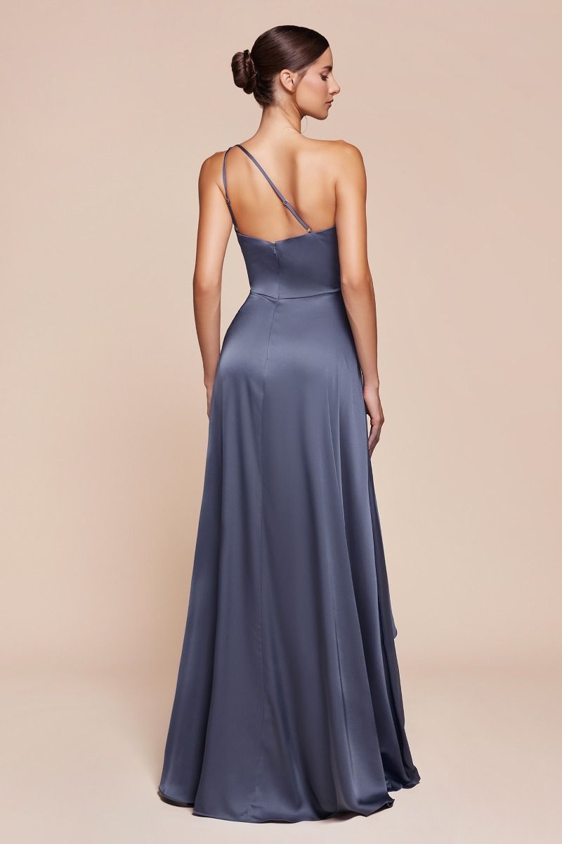 Miranda One Shoulder Soft Satin A-Line Dress in Eggplant Purple - Elegant Evening Gown for Prom, Wedding & Special Occasions