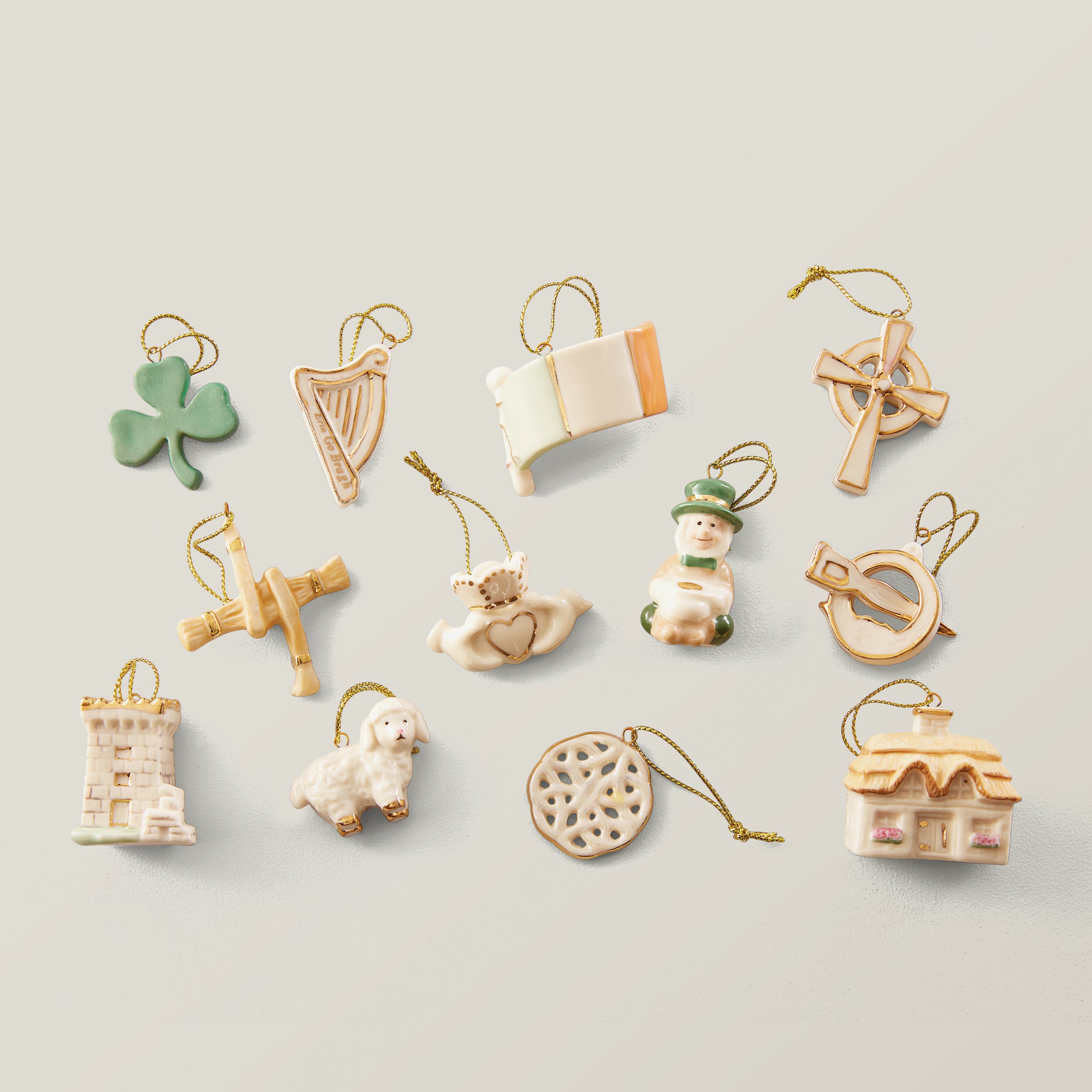 Luck of the Irish 12-Piece Christmas Ornament Set - Irish-Themed Holiday Decor for Tree, Home & Party Decorations
