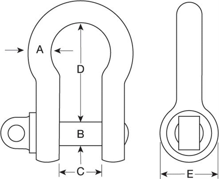 High-Quality Galvanized Large Bow Shackles BS3032 - Heavy Duty Durable Steel Shackles for Marine, Rigging, Towing & Construction Use
