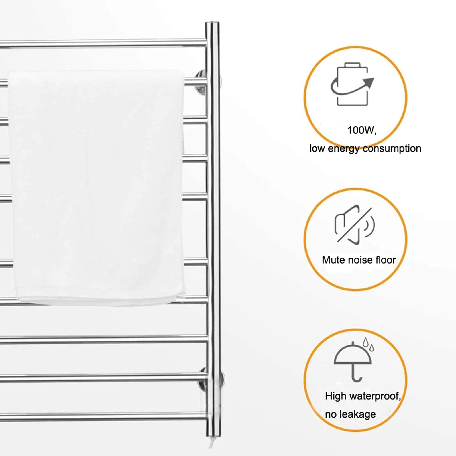Electric Towel Warmer - Wall Mounted Heated Towel Rack with Built-in Timer | Stainless Steel Bathroom Drying Rack | Space Saving Design for Home & Spa Use | Perfect for Bathrooms, Saunas and Luxury Hotels