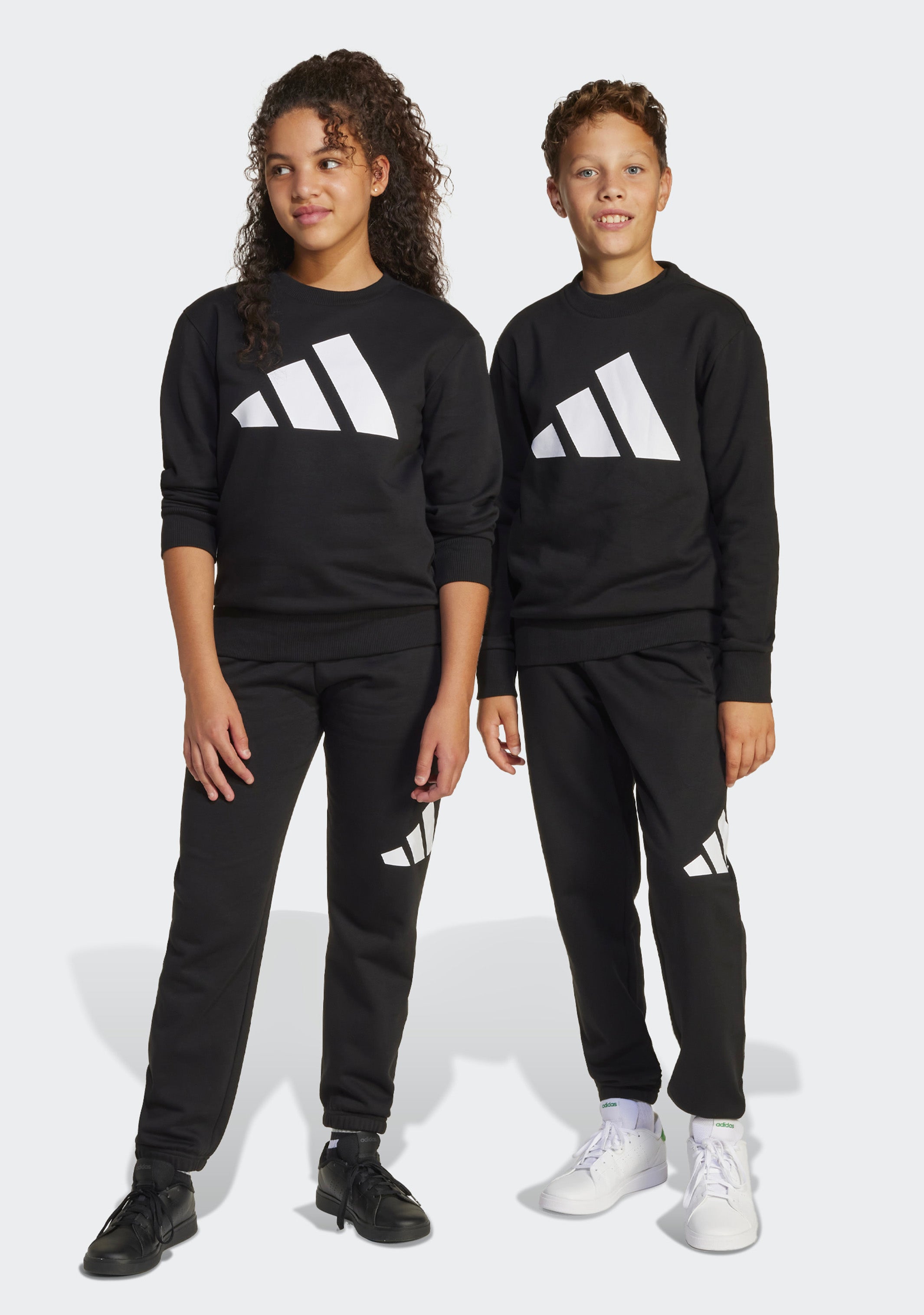 Adidas Kids' Big Logo Fleece Joggers & Crew Top Set - Soft 2-Piece Outfit for Boys & Girls | Perfect for Playdates, School & Casual Wear