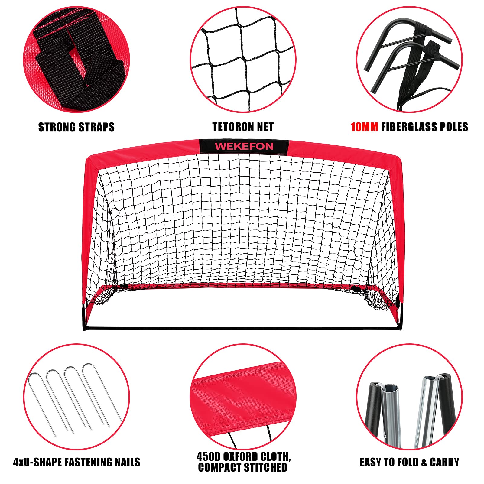 WEKEFON 5' x 3.1' Portable Soccer Goal Net with Carry Bag - Durable Training Equipment for Youth & Adult Soccer Practice - Perfect for Backyard Games, Team Drills & Outdoor Sports Activities