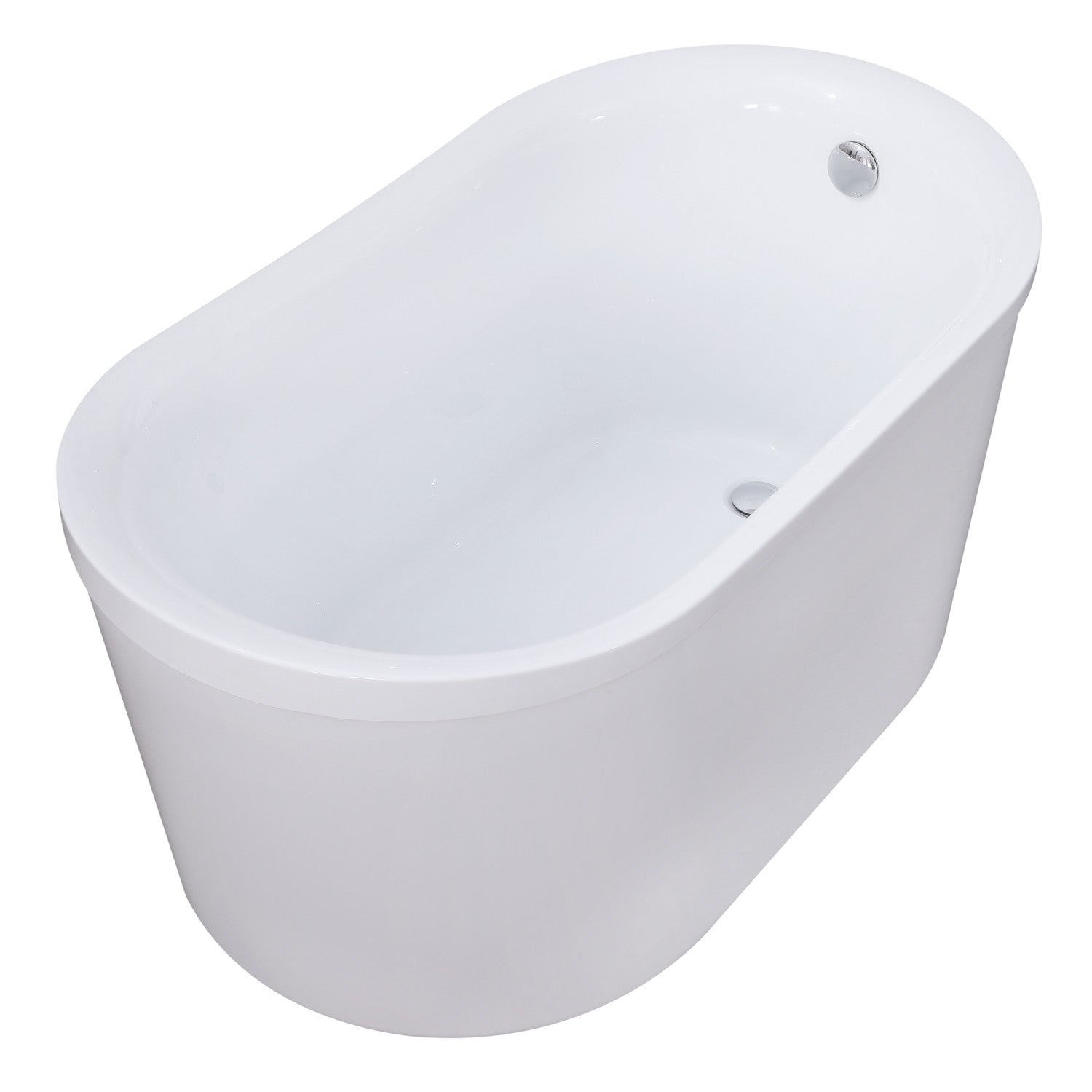 Aqua Eden VTDE513026BA 51 Inch Acrylic Oval Double Slipper Freestanding Bathtub with Drain - Glossy White - Luxury Soaking Tub for Spa-Like Relaxation in Master Bathroom