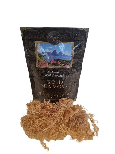 Premium Wild Harvested St. Lucia Sea Moss - 100% Organic Gold Seaweed (4 oz) - Superfood for Smoothies, Vegan Recipes & Immune Support