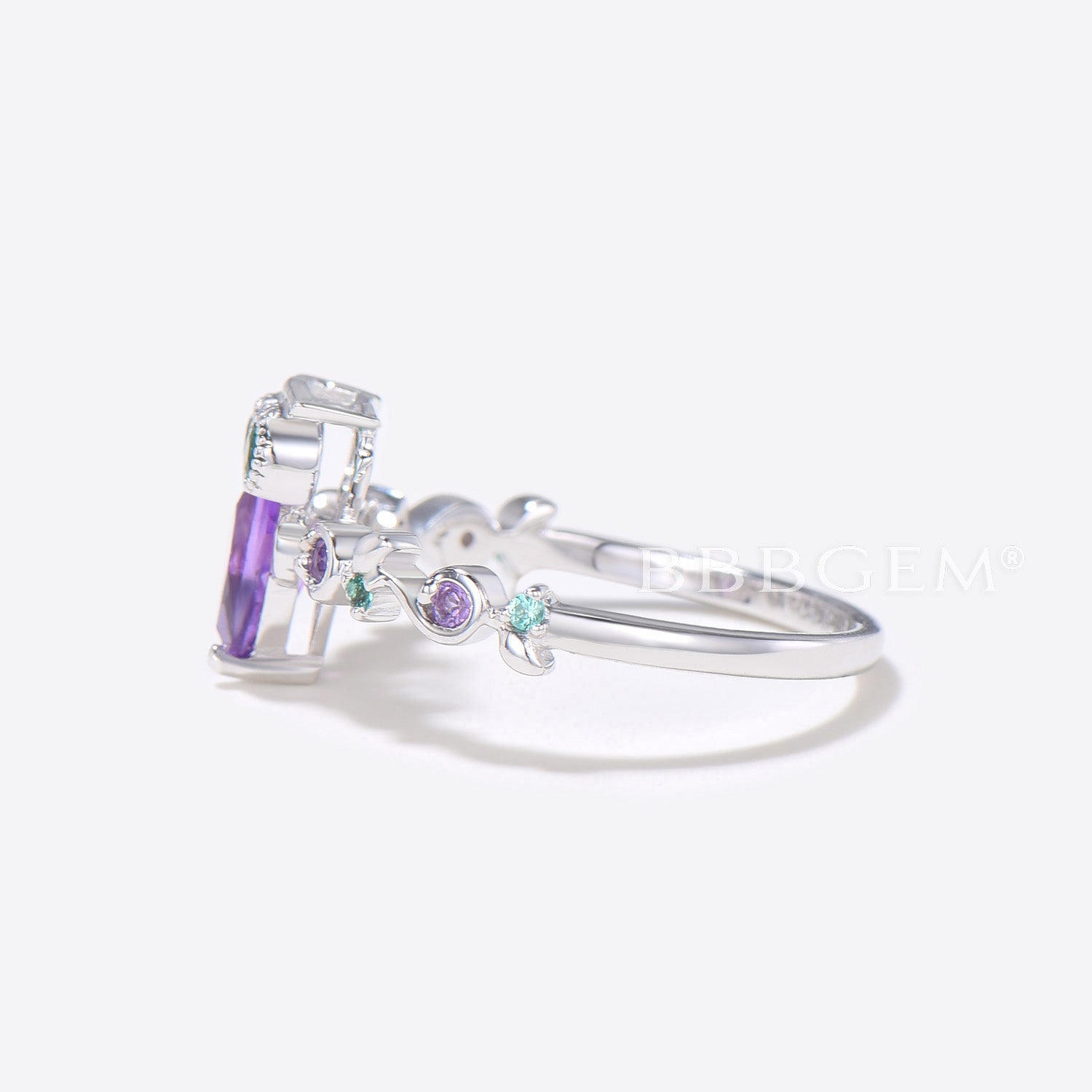 Owl Amethyst Engagement Ring - Pear Cut Twig Vine Design for Women | Perfect for Weddings, Proposals & Anniversary Gifts