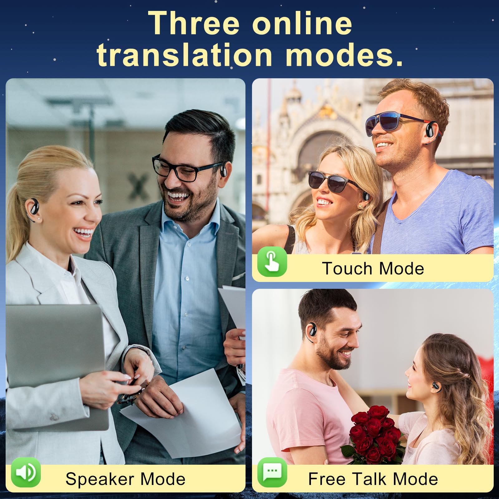 AI Language Translator Earbuds - Real-Time 145 Languages Translation Device for iOS & Android | Perfect for Travel, Business Meetings & Language Learning | Wireless Bluetooth Earbuds for International Communication