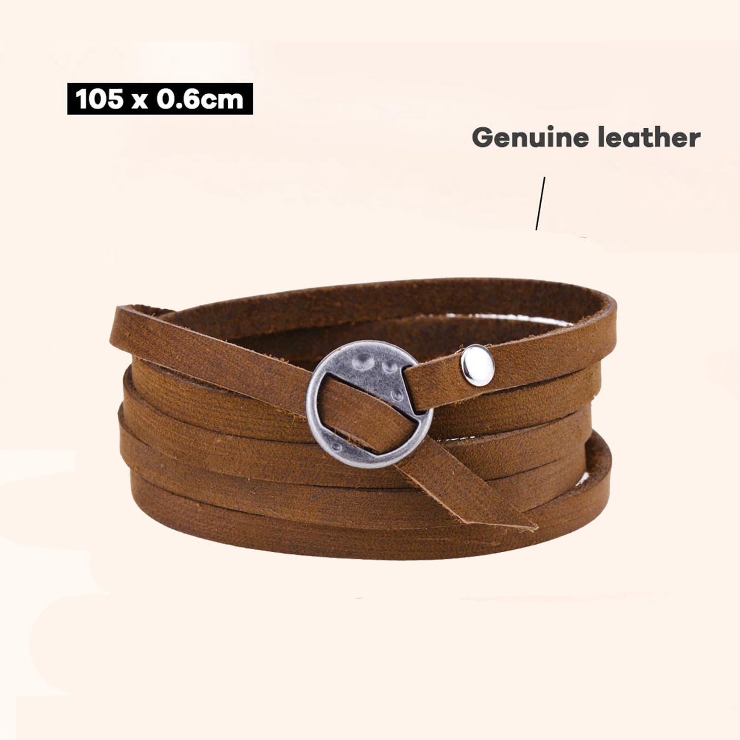 Genuine Leather Wrap Bracelets for Men & Women - Adjustable Stackable Western Boho Cuff Bracelet - Trendy Layered Jewelry for Everyday Wear & Fashion Accessories