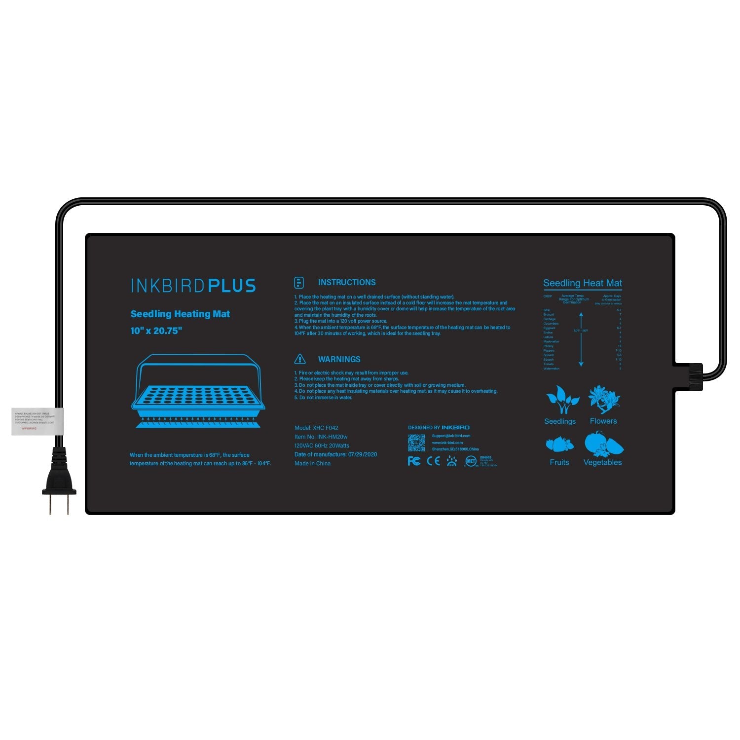 INK HM20W Electric Heating Pad - Waterproof, Fast Heating for Back Pain Relief - Perfect for Home, Office & Travel Use