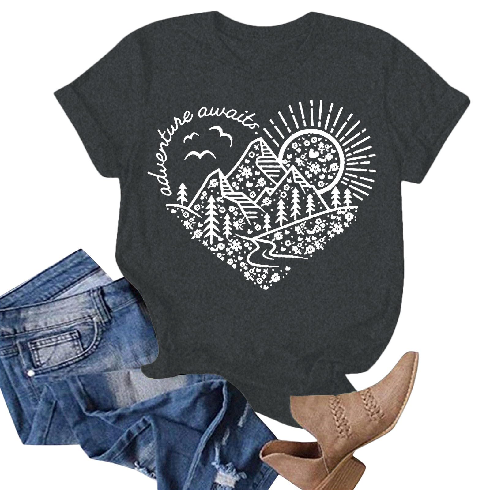 Trendy Women's Short Sleeve Blouses - Casual Summer Tops with Loose Fit & Crew Neck - Perfect for Gym, Athletic Wear & Everyday Outfits