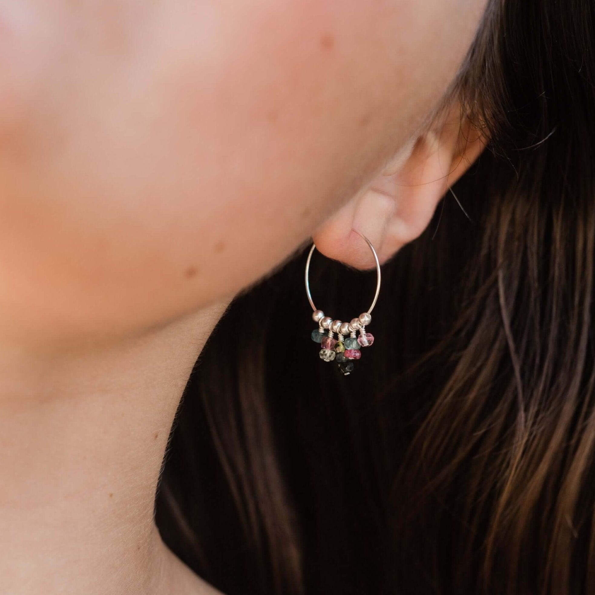 Stylish Tourmaline Statement Hoop Earrings for Women - Elegant Gemstone Jewelry for Parties, Weddings & Special Occasions