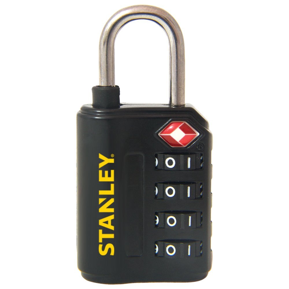 Stanley 4-Digit Combination Travel Lock - 30mm Zinc Alloy Black (S742-057) for Luggage, Backpacks & Gym Bags Security
