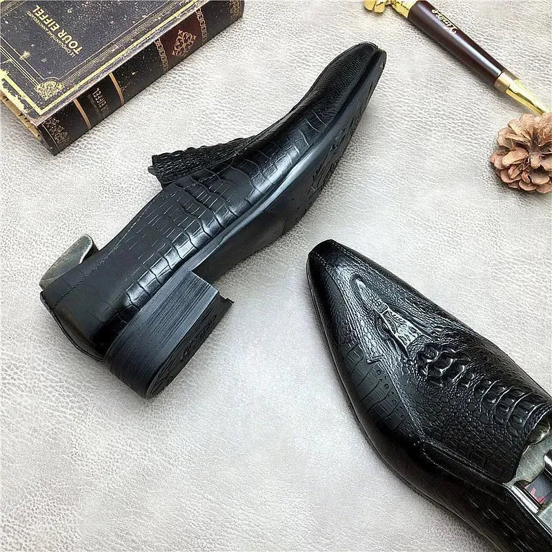 Ucello Men's Pointed Toe Dress Shoes - Genuine Leather Formal Oxford Shoes for Business, Wedding & Office Wear