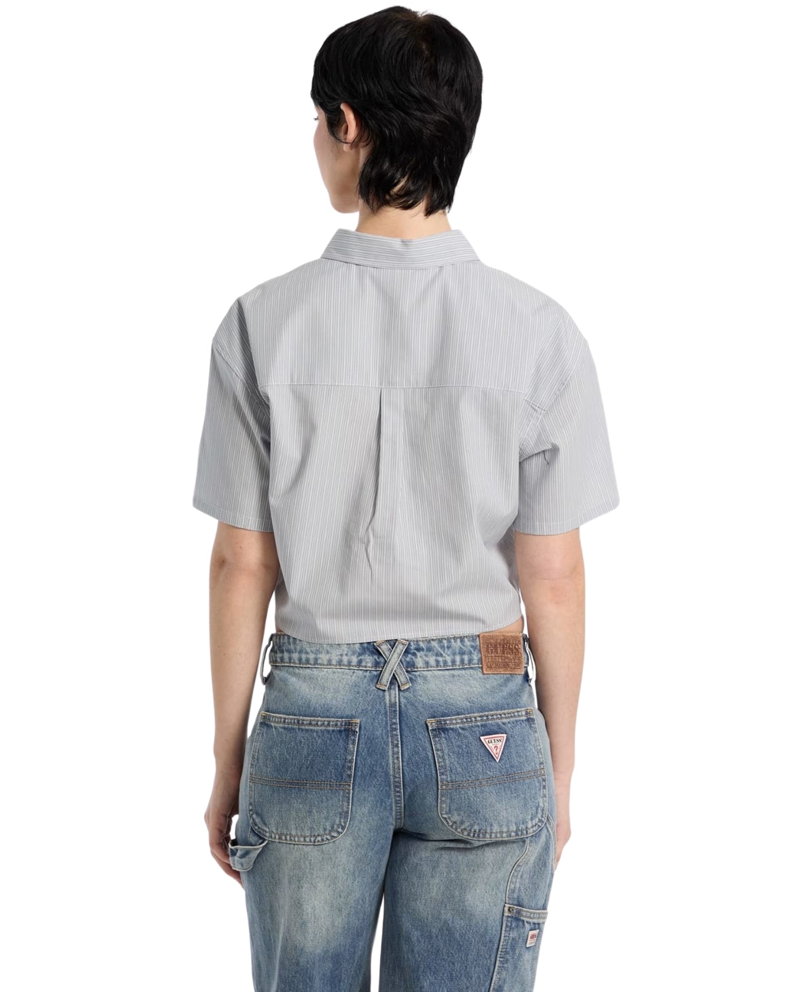 GUESS Originals Women's Workwear Tie Front Top - Stylish Casual Blouse for Work, Office, and Everyday Wear