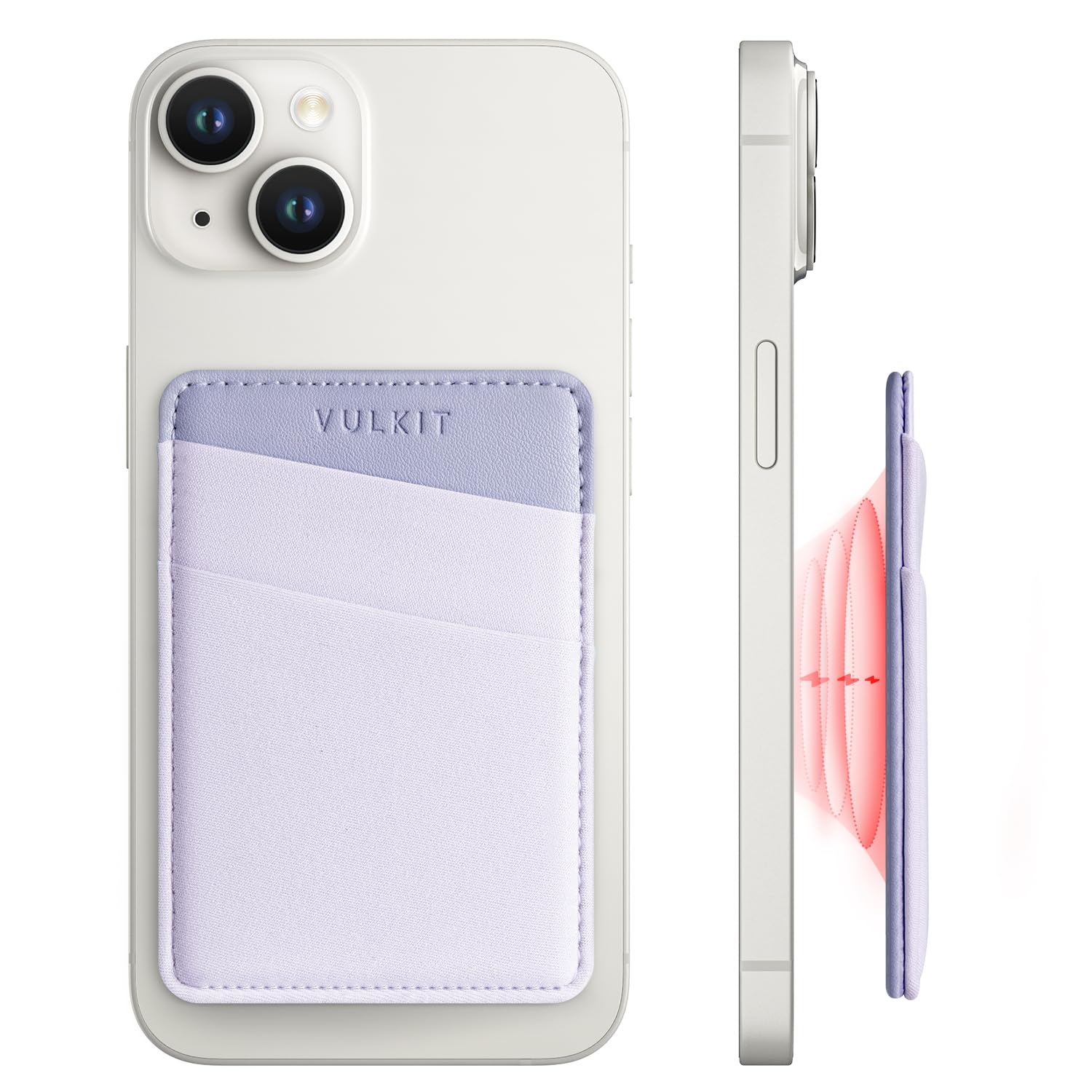 VULKIT Magnetic Phone Wallet for MagSafe - Slim RFID Blocking Card Holder for iPhone 16/15/14/13/12 Series - Secure Wallet Case with Strong Magnets (Violet) | Perfect for Daily Commute, Travel & Contactless Payments