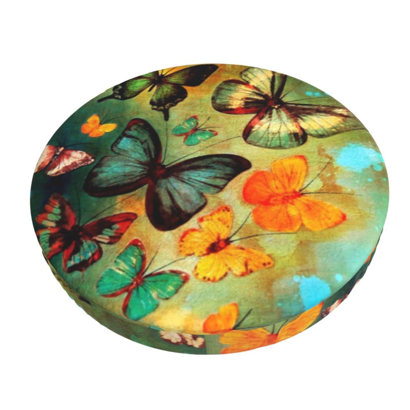 ICOMON 12 Inch Round Bar Stool Cushion - Padded Butterfly Design with Elastic Fabric Cover for Wooden & Metal Stools - Perfect for Kitchen Counter, Breakfast Nook & Bar Seating