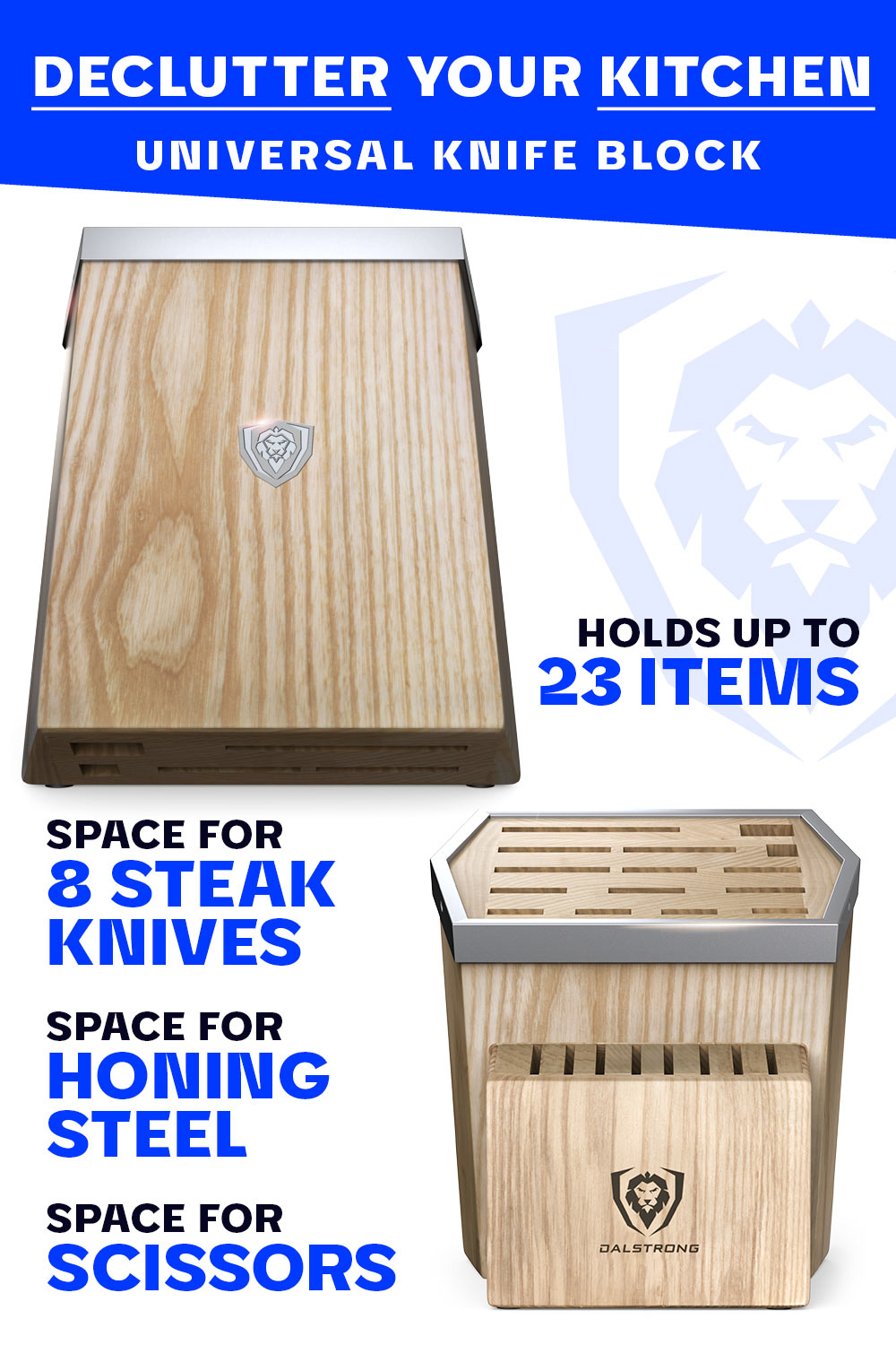 Premium Universal Knife Block with 23 Slots - Dalstrong © | Perfect for Kitchen Organization & Knife Storage