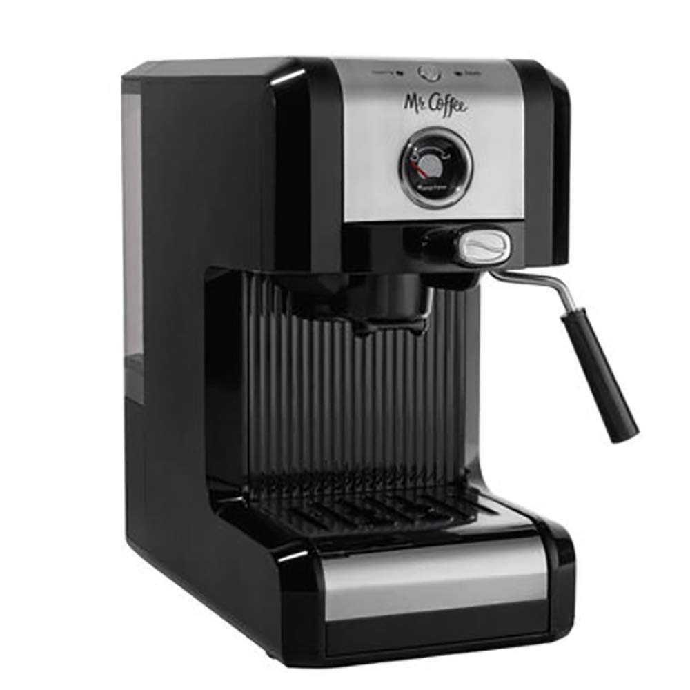 Mr. Coffee Easy Maker Espresso Machine - Authentic Pump, 6-Piece Set in Chrome/Black for Home, Office & Cafe Use | Perfect for Espresso, Latte & Cappuccino Lovers