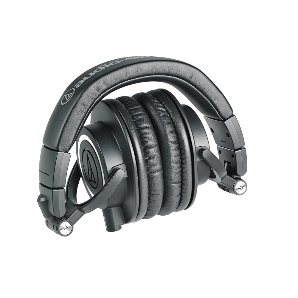 Audio-Technica ATH-M50x Professional Studio Monitor Headphones - Closed-Back Design, Black | Bundle with Headphone Stand, Carrying Case & Cleaning Kit (4-Piece Set) | Perfect for Recording, Mixing & DJing
