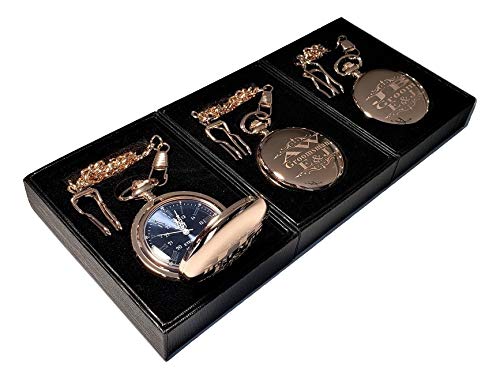 Personalized Engraved Pocket Watches for Men - Vintage Wedding Groomsmen Gifts with Stainless Steel Chain & Gift Box (Rose Gold) - Perfect for Best Man, Father's Day & Anniversary Presents