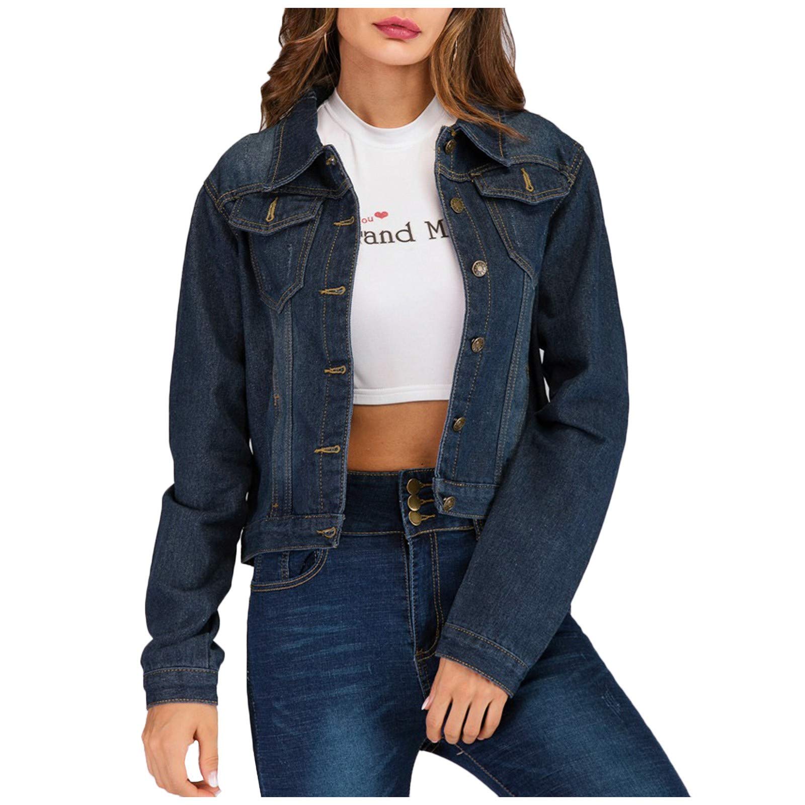 Stylish Hemlock Women's Denim Jacket - Plus Size Cropped Jean Coat with Long Sleeves | Perfect for Casual Outfits, Layering & Spring/Fall Fashion